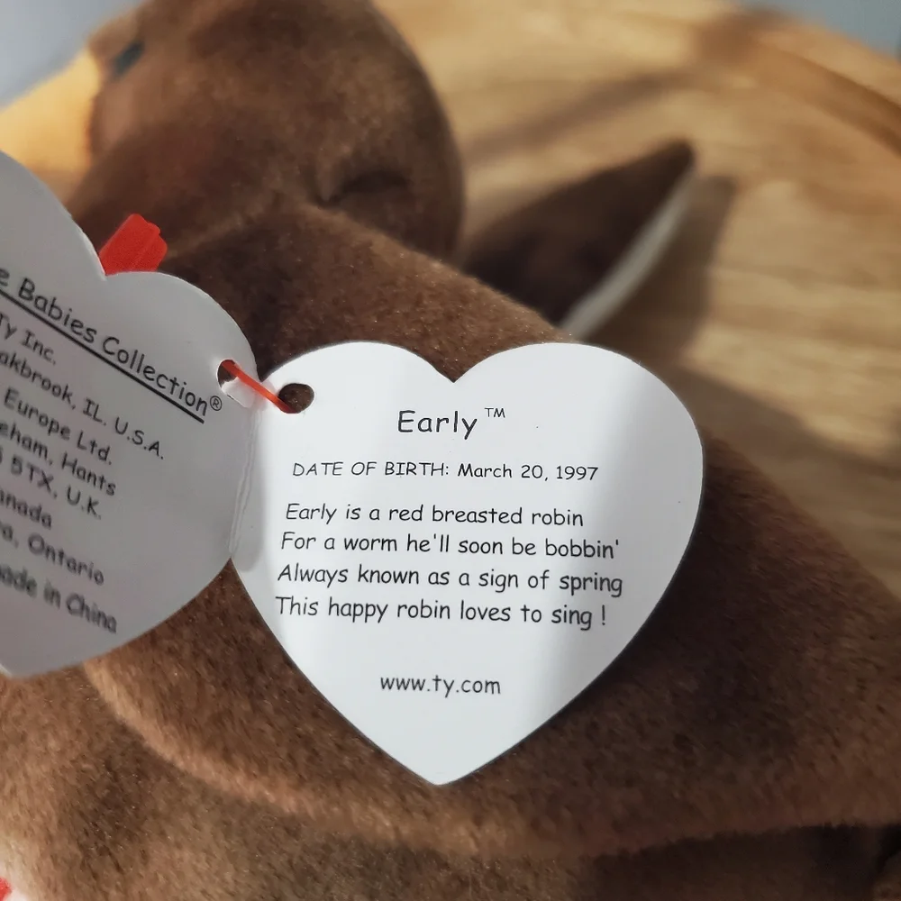 TY EARLY THE ROBIN BIRD BEANIE BABY RETIRED 1997 /ERROR